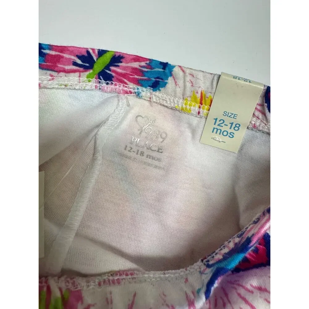 The Children's‎ Place Girls Skort Sz 12-18 Mo White Colorful Rainbow Butterflies